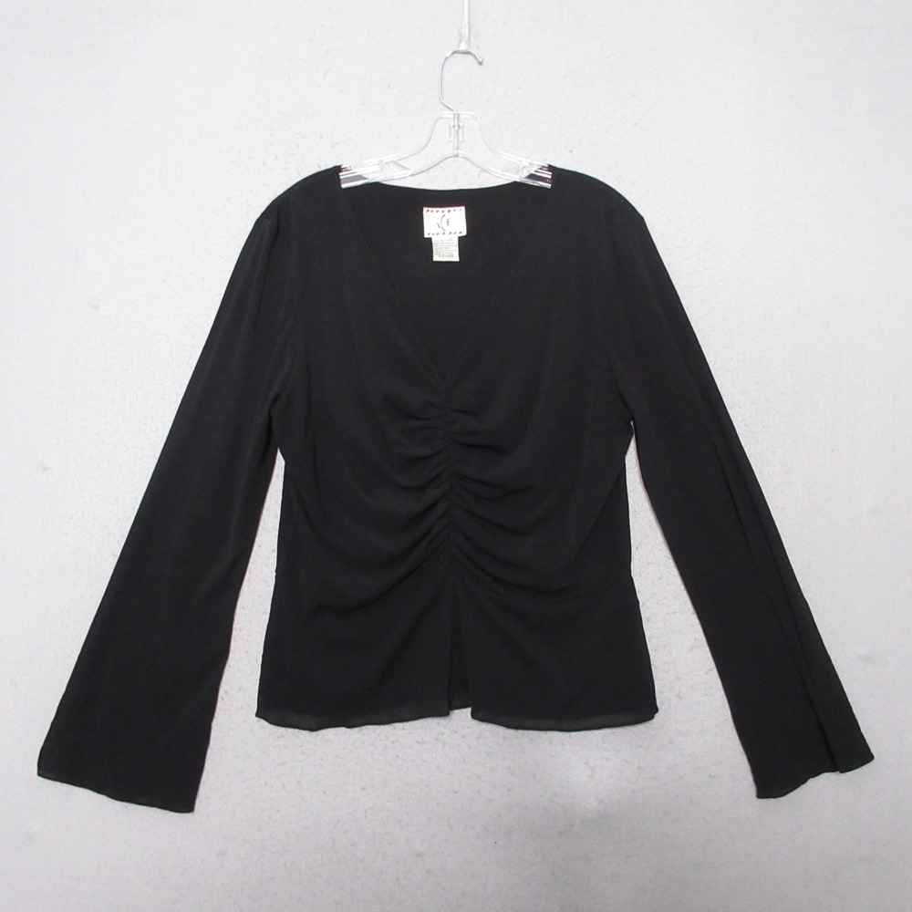 Vintage Ice Top XL Black Ruche Babydoll Mesh Whimsigoth Grunge Y2K Semi Sheer